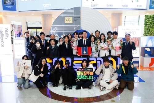 화성시청 빙상부 선수단 하얼빈 동계 아시안게임 봉납식 [화성시청 제공]