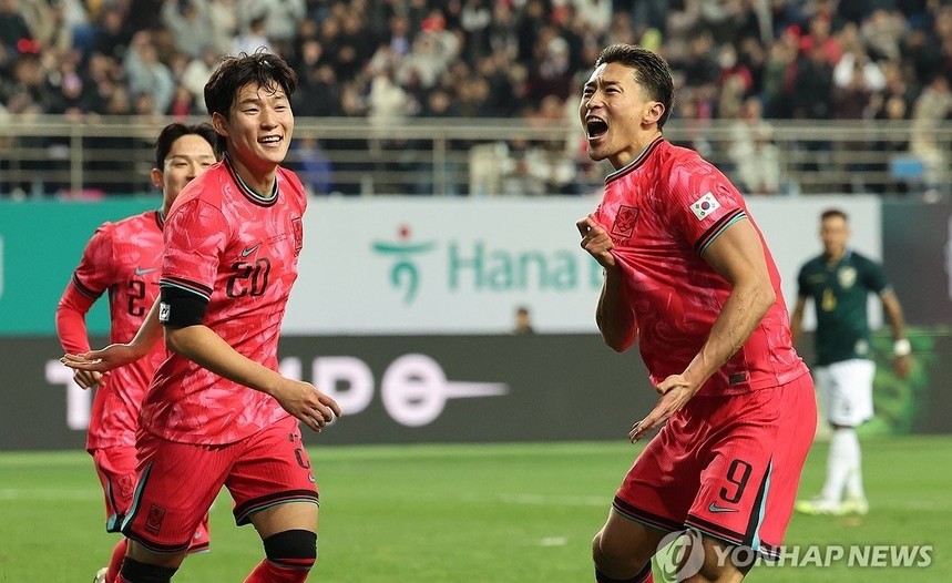 손흥민 프리킥 결승골·조규성 복귀포…홍명보호, 볼리비아에 2-0 완승